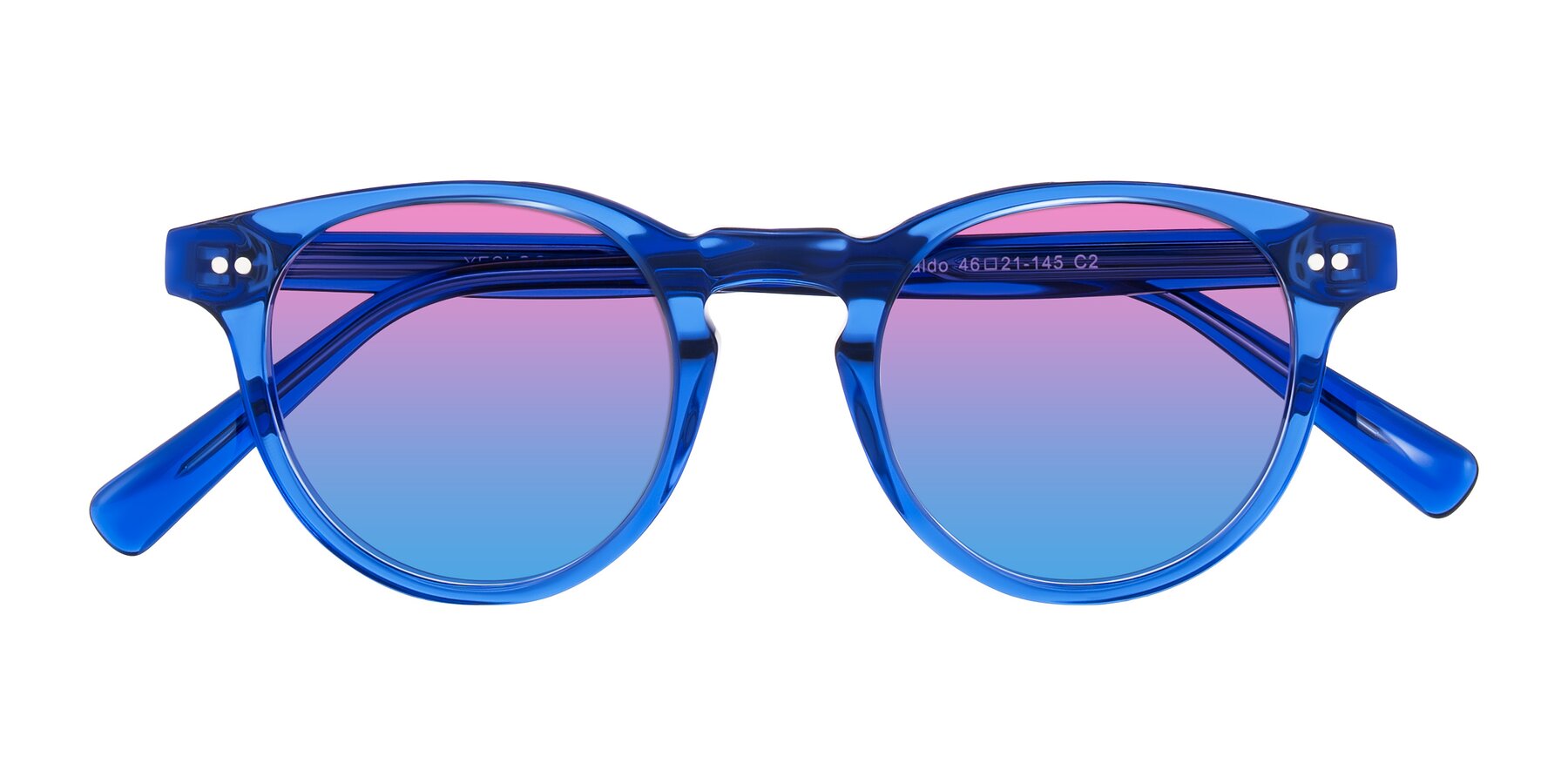 Folded Front of Ovaldo in Blue with Pink / Blue Gradient Lenses
