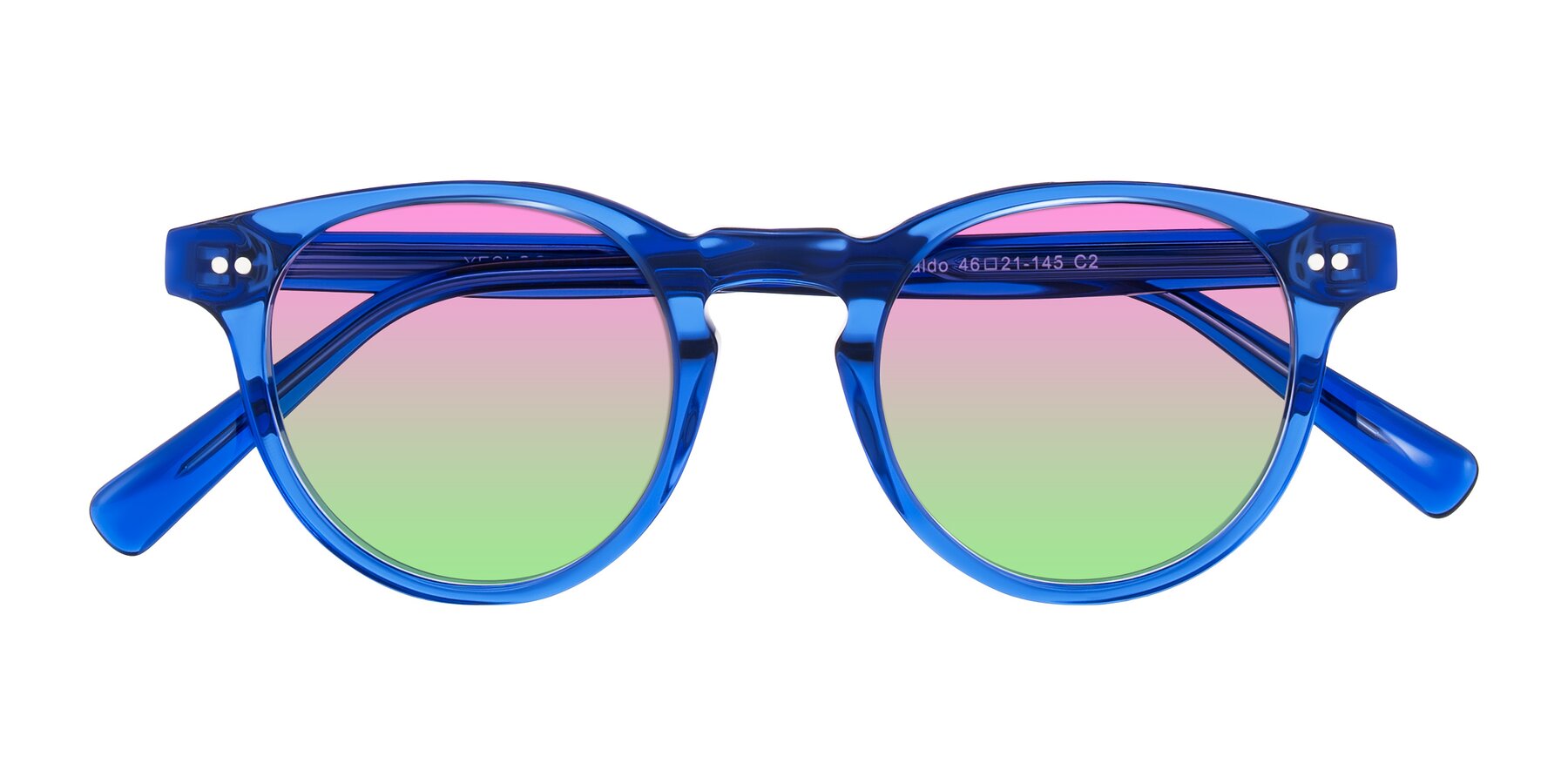 Folded Front of Ovaldo in Blue with Pink / Green Gradient Lenses