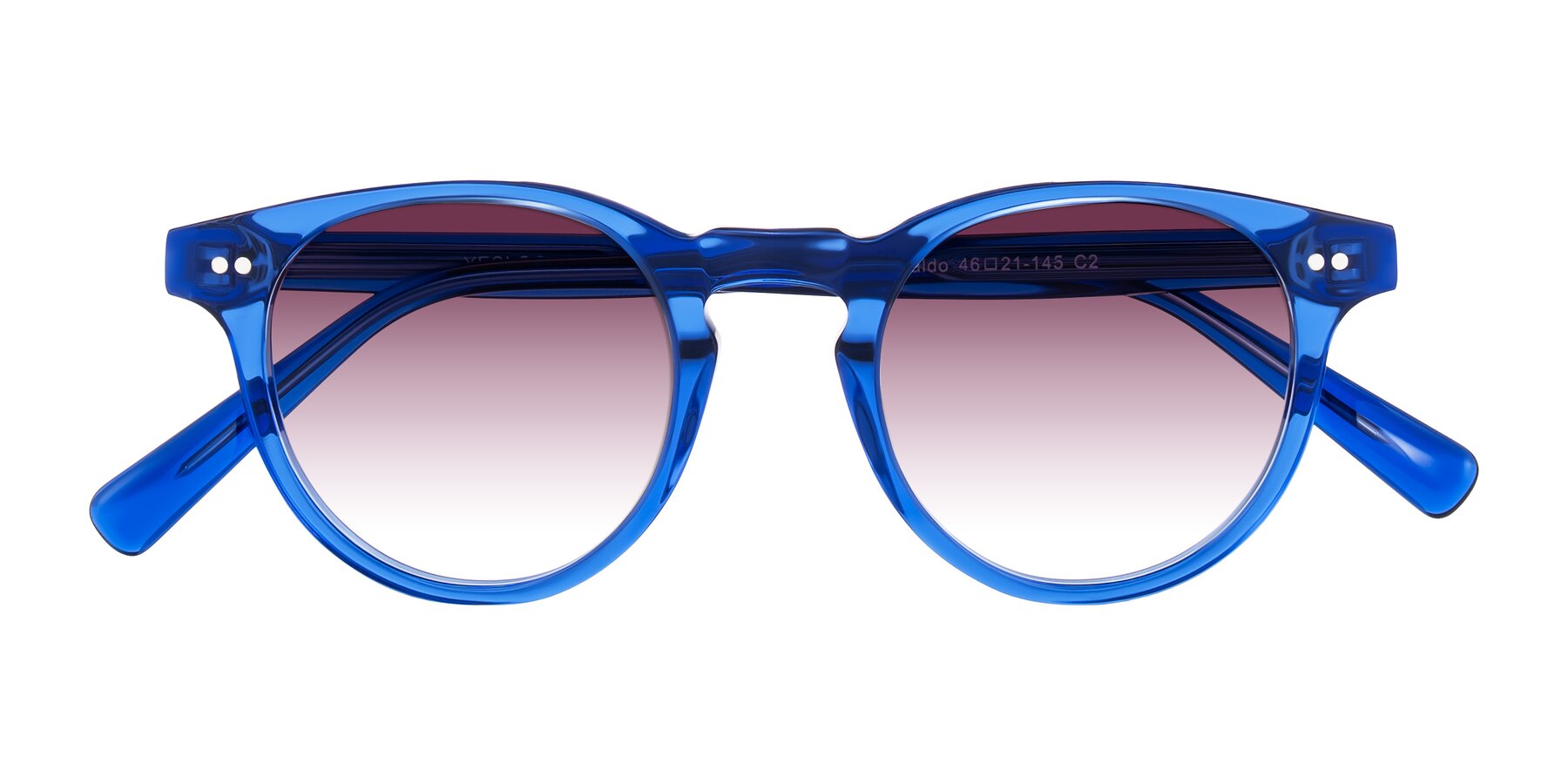 Folded Front of Ovaldo in Blue with Wine Gradient Lenses