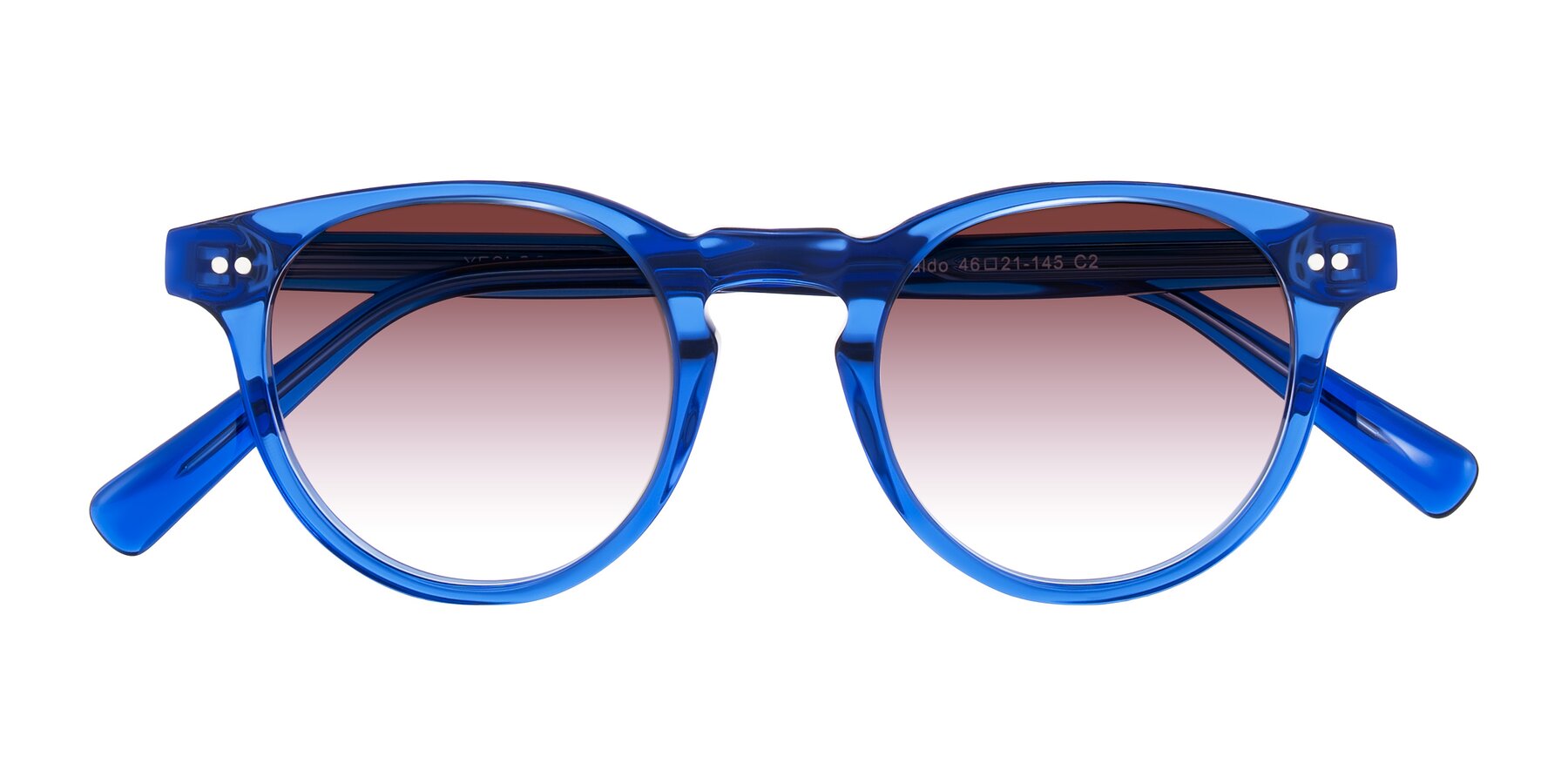 Folded Front of Ovaldo in Blue with Garnet Gradient Lenses