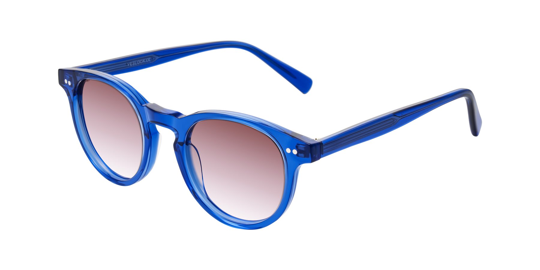 Angle of Ovaldo in Blue with Garnet Gradient Lenses