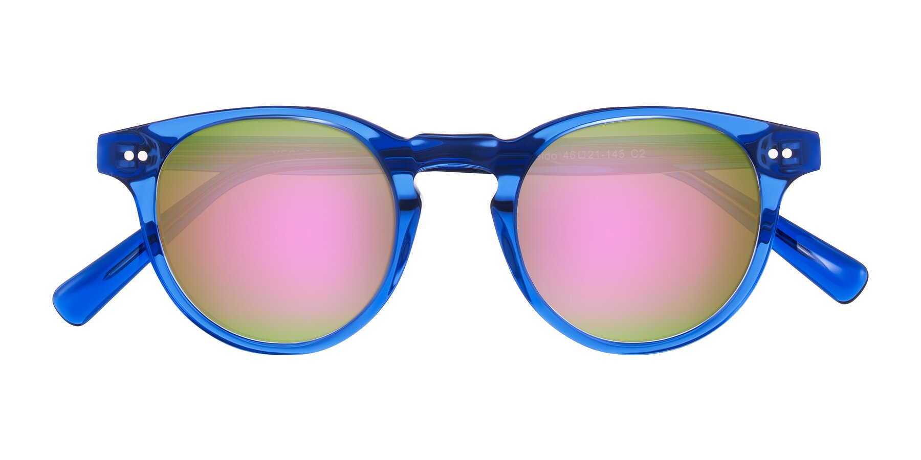Folded Front of Ovaldo in Blue with Pink Mirrored Lenses