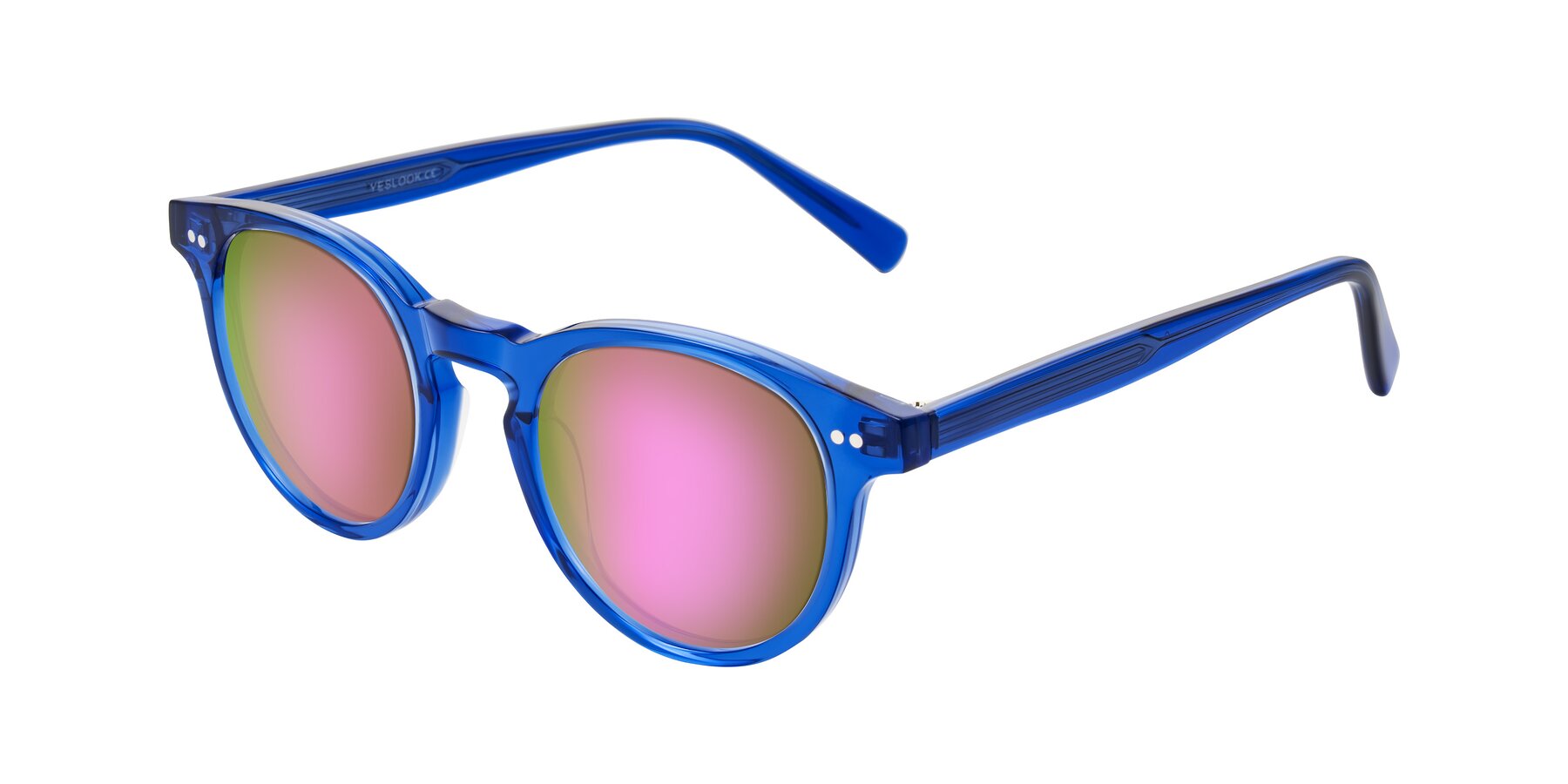 Angle of Ovaldo in Blue with Pink Mirrored Lenses
