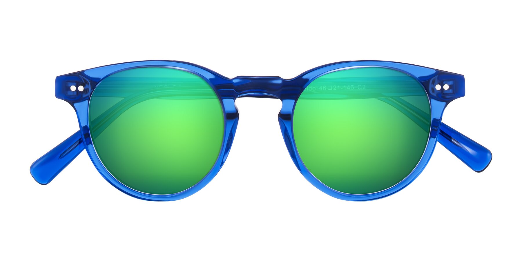 Folded Front of Ovaldo in Blue with Green Mirrored Lenses