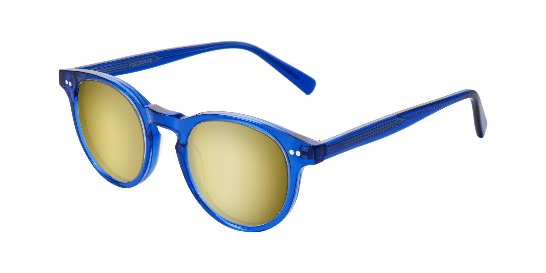 Angle of Ovaldo in Blue with Gold Mirrored Lenses