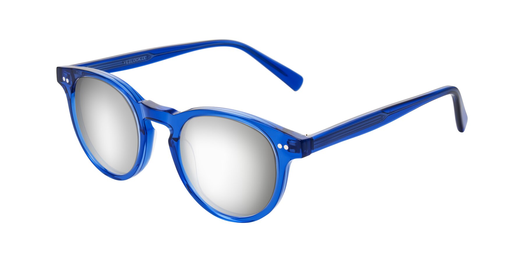 Angle of Ovaldo in Blue with Silver Mirrored Lenses