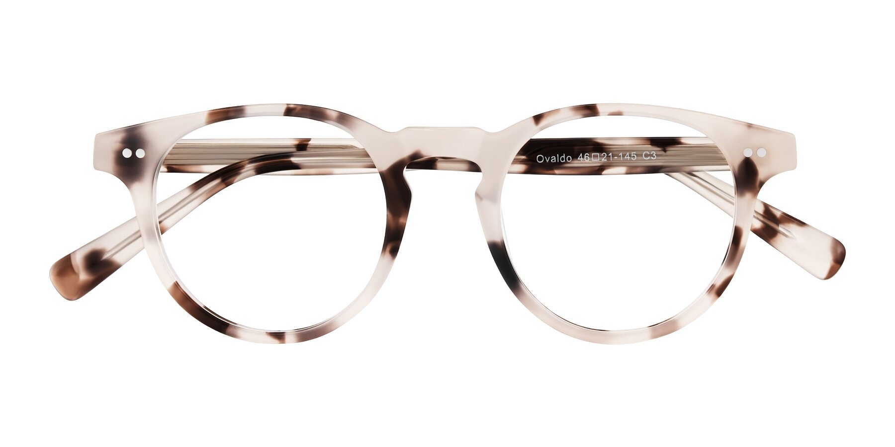 Folded Front of Ovaldo in Ivory Tortoise with Clear Blue Light Blocking Lenses