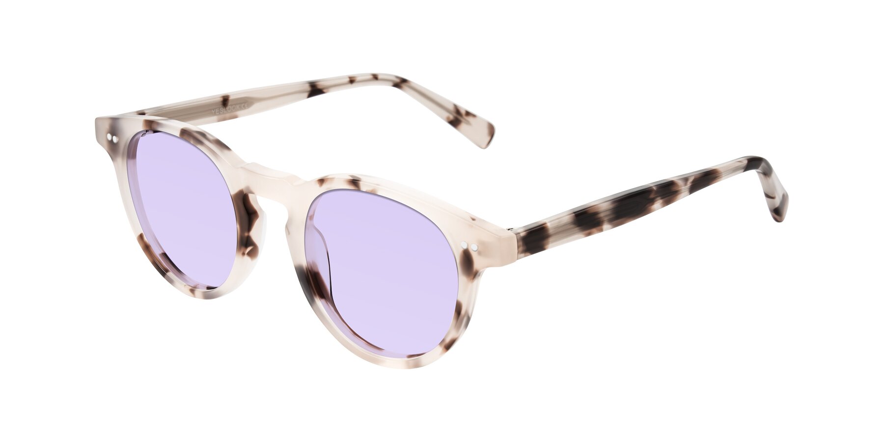 Angle of Ovaldo in Ivory Tortoise with Light Purple Tinted Lenses