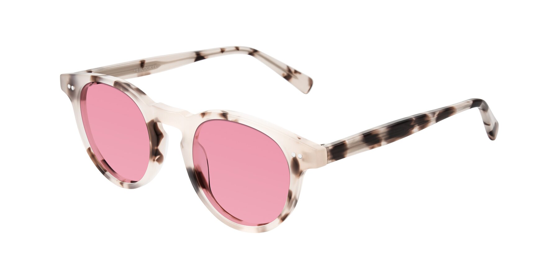Angle of Ovaldo in Ivory Tortoise with Pink Tinted Lenses
