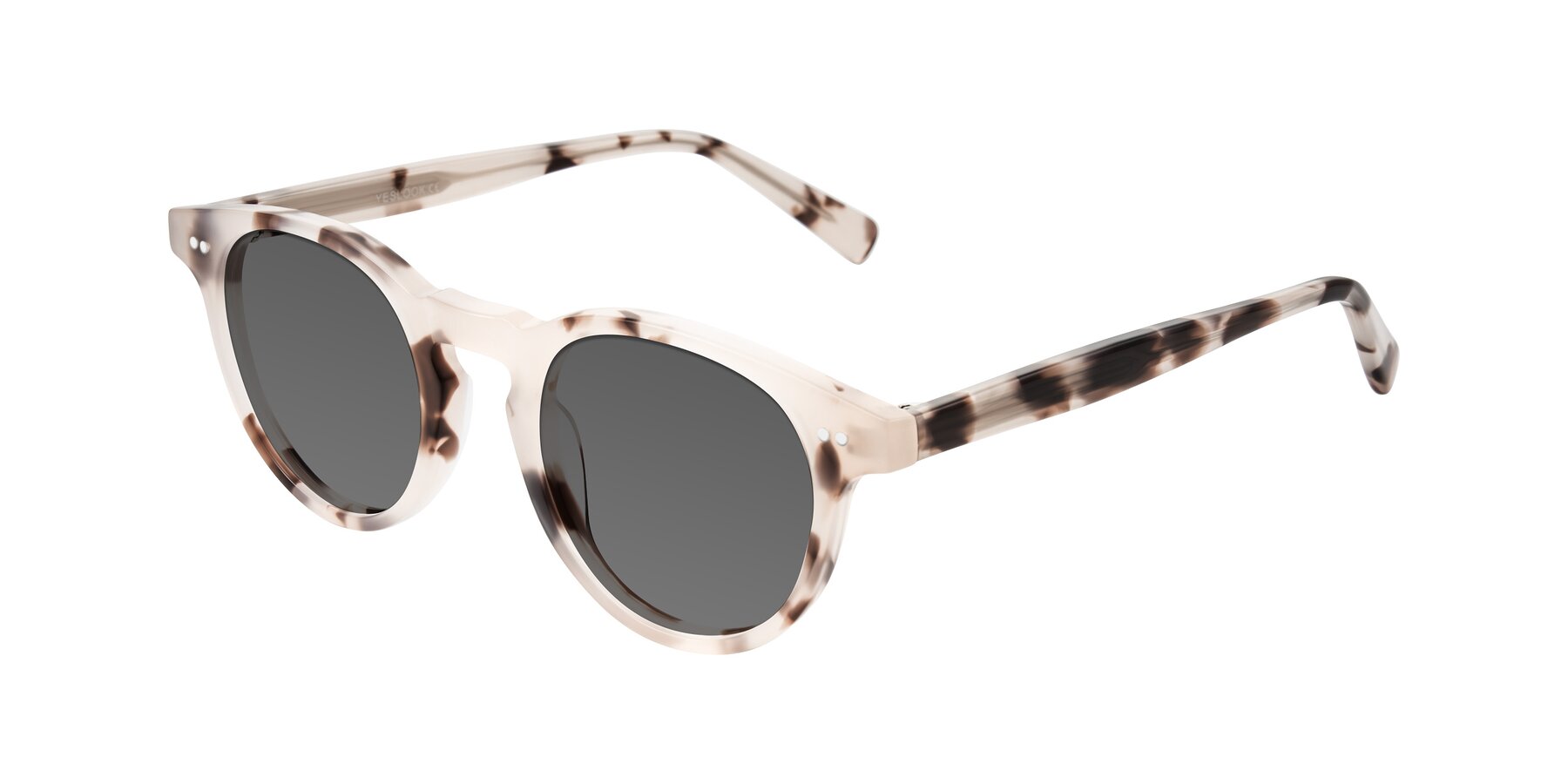 Angle of Ovaldo in Ivory Tortoise with Medium Gray Tinted Lenses