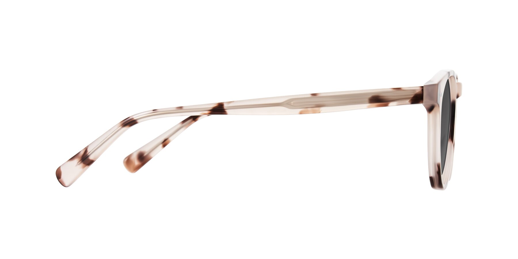 Side of Ovaldo in Ivory Tortoise with Medium Gray Tinted Lenses