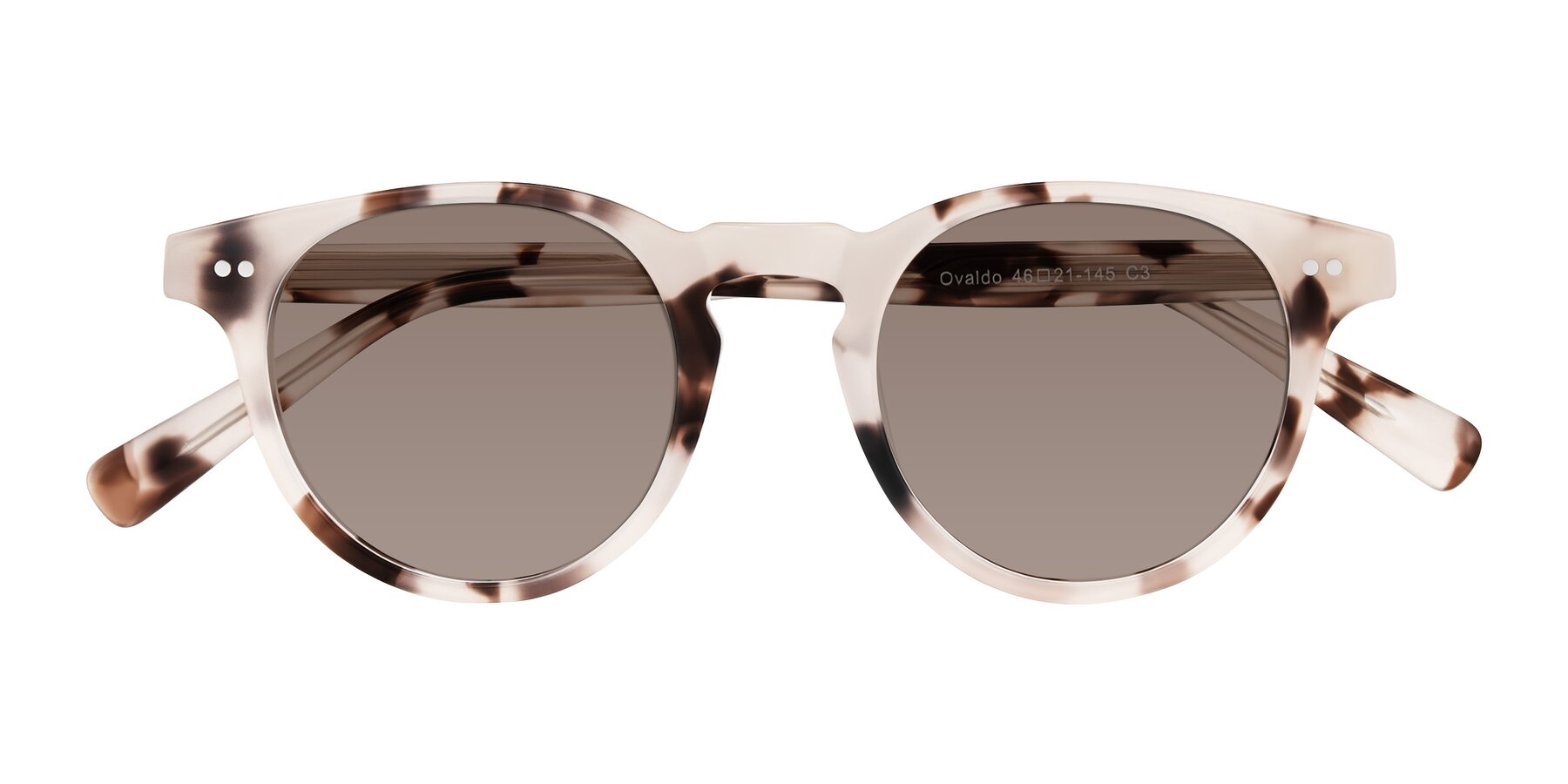 Folded Front of Ovaldo in Ivory Tortoise with Medium Brown Tinted Lenses