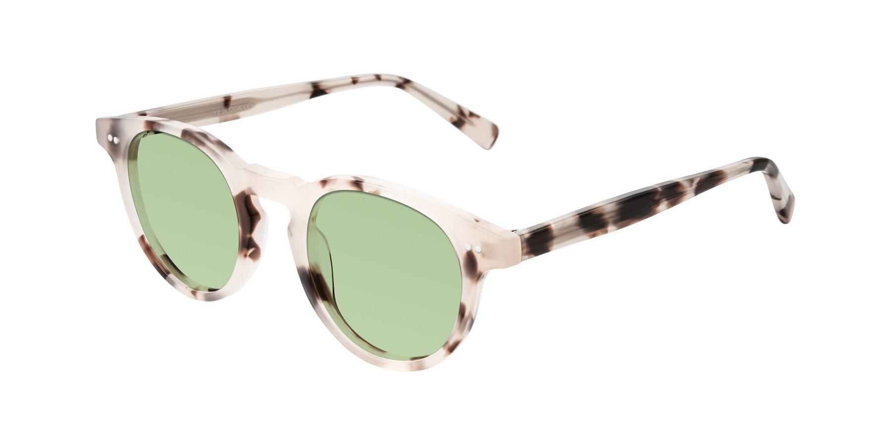 Angle of Ovaldo in Ivory Tortoise with Medium Green Tinted Lenses