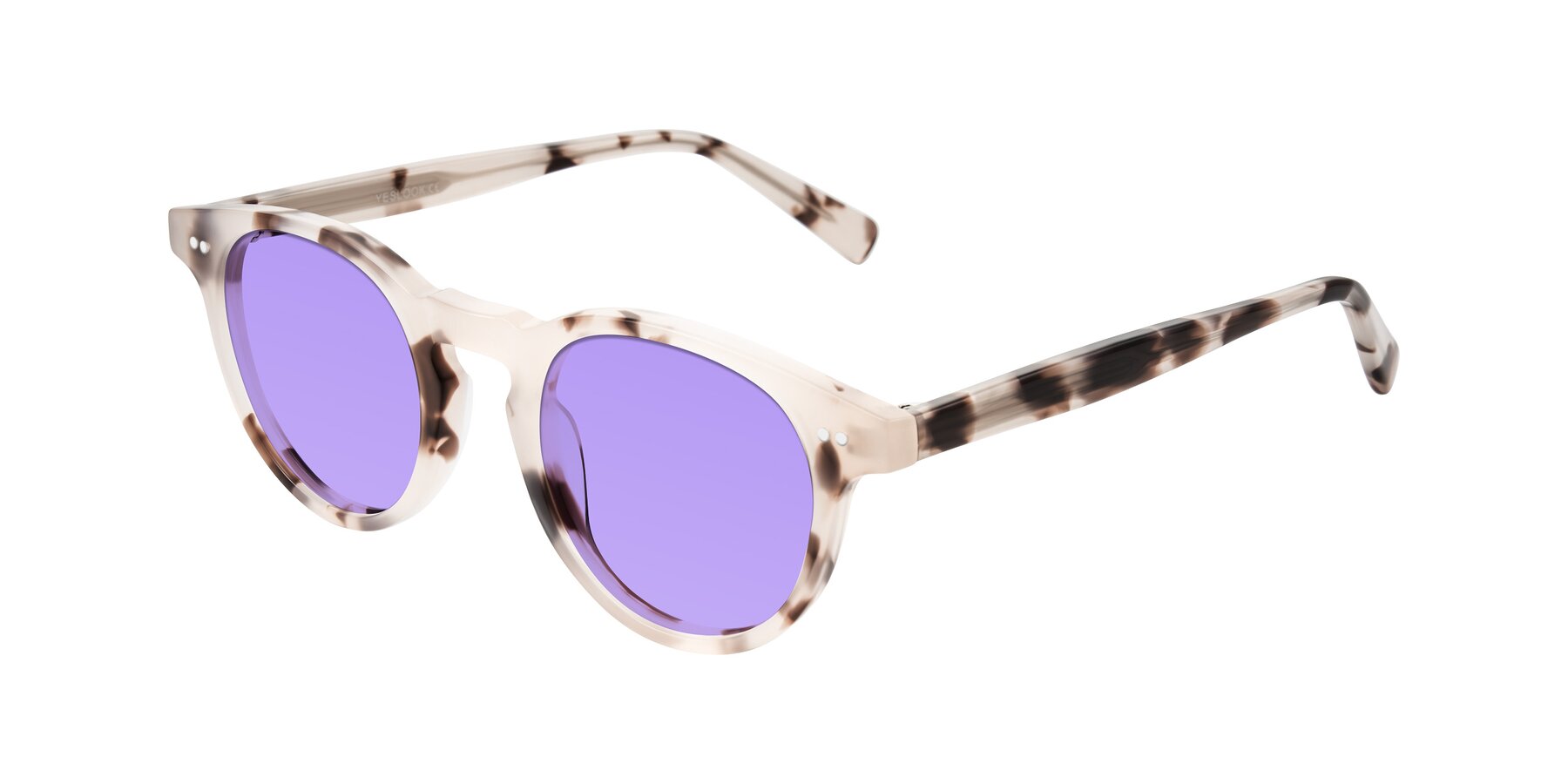 Angle of Ovaldo in Ivory Tortoise with Medium Purple Tinted Lenses