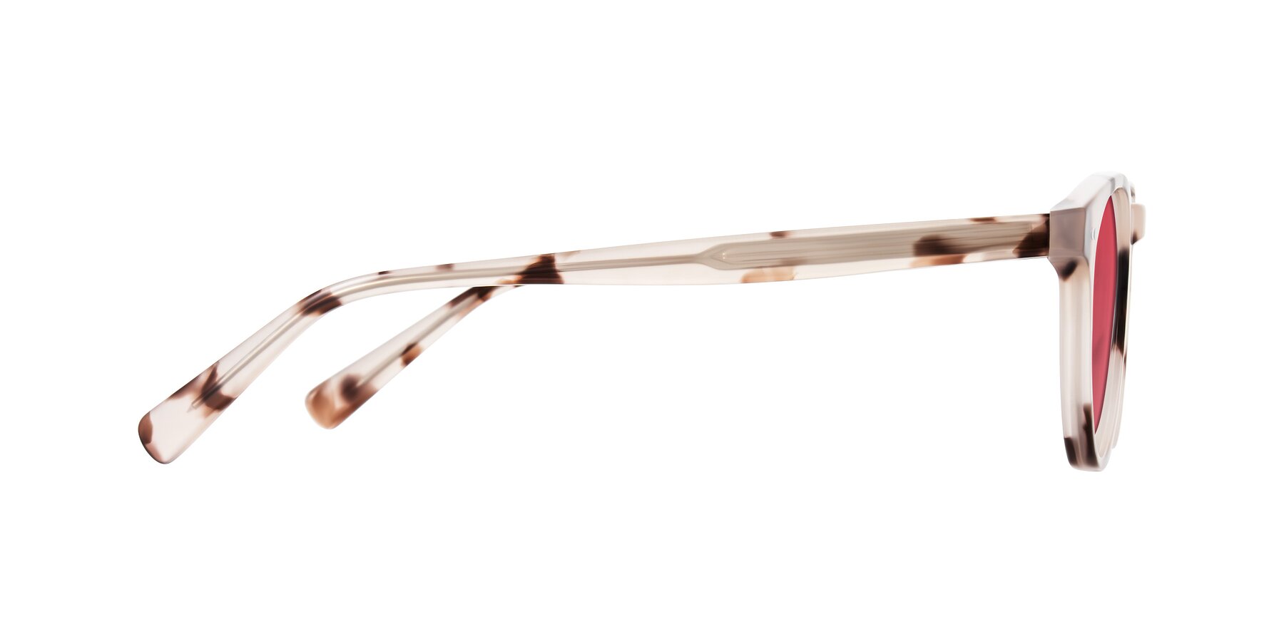 Side of Ovaldo in Ivory Tortoise with Red Tinted Lenses