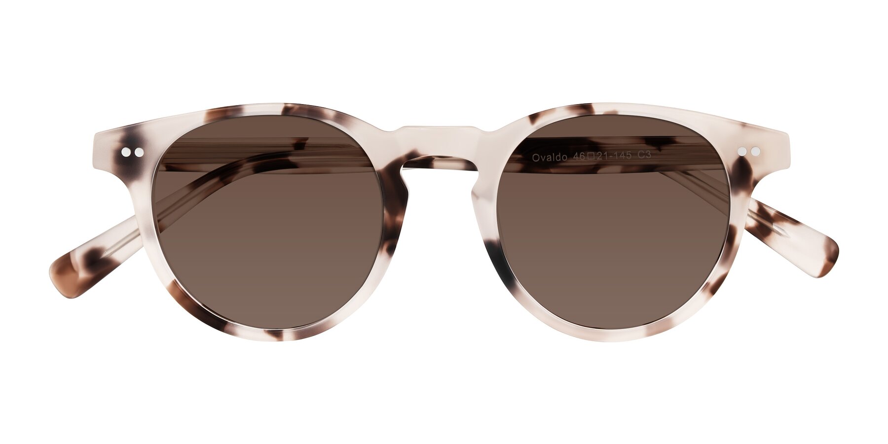 Folded Front of Ovaldo in Ivory Tortoise with Brown Tinted Lenses