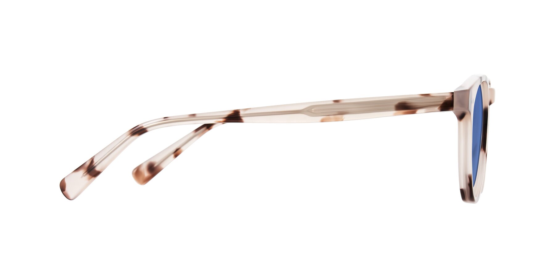 Side of Ovaldo in Ivory Tortoise with Blue Tinted Lenses