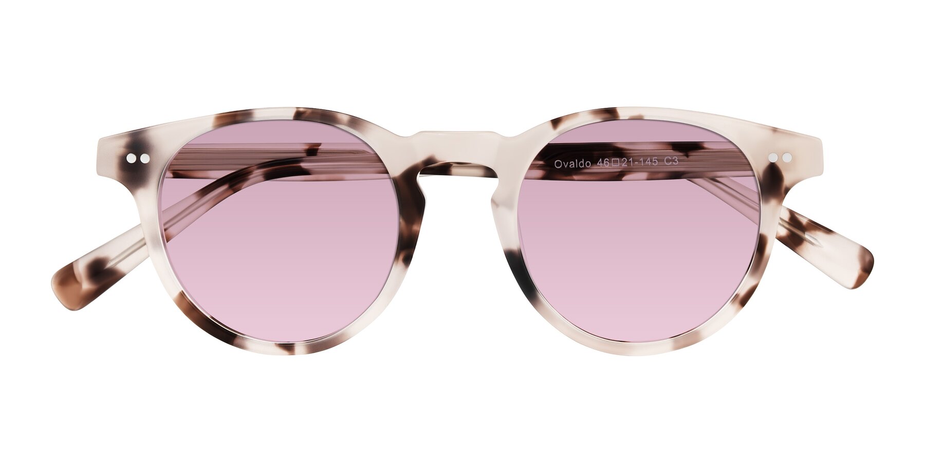 Folded Front of Ovaldo in Ivory Tortoise with Light Wine Tinted Lenses