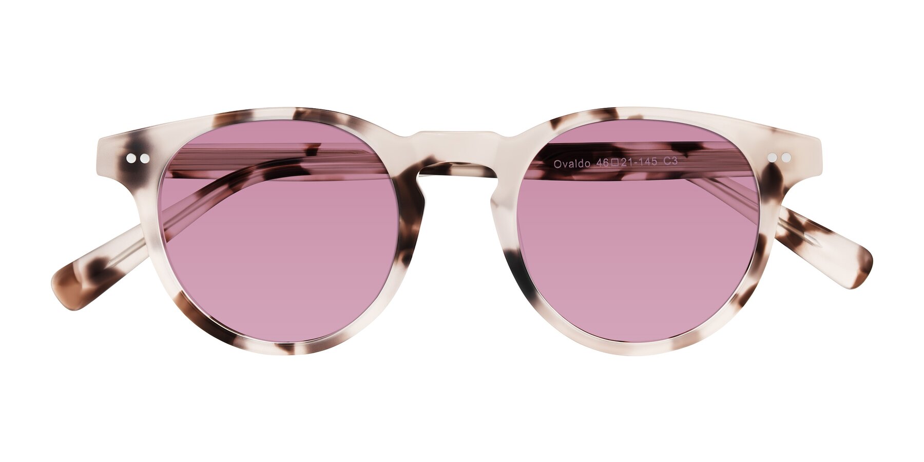 Folded Front of Ovaldo in Ivory Tortoise with Medium Wine Tinted Lenses