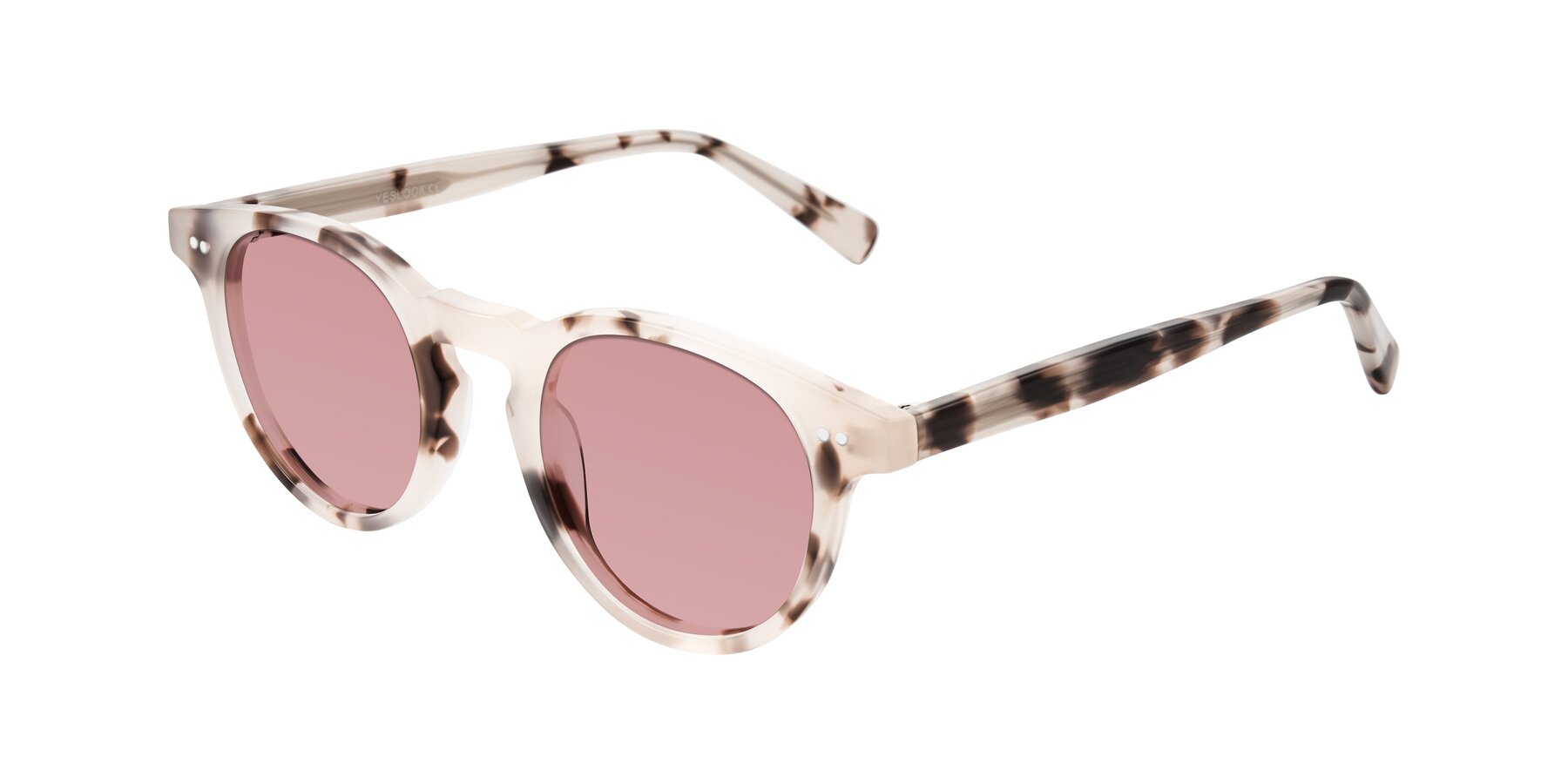 Angle of Ovaldo in Ivory Tortoise with Medium Garnet Tinted Lenses