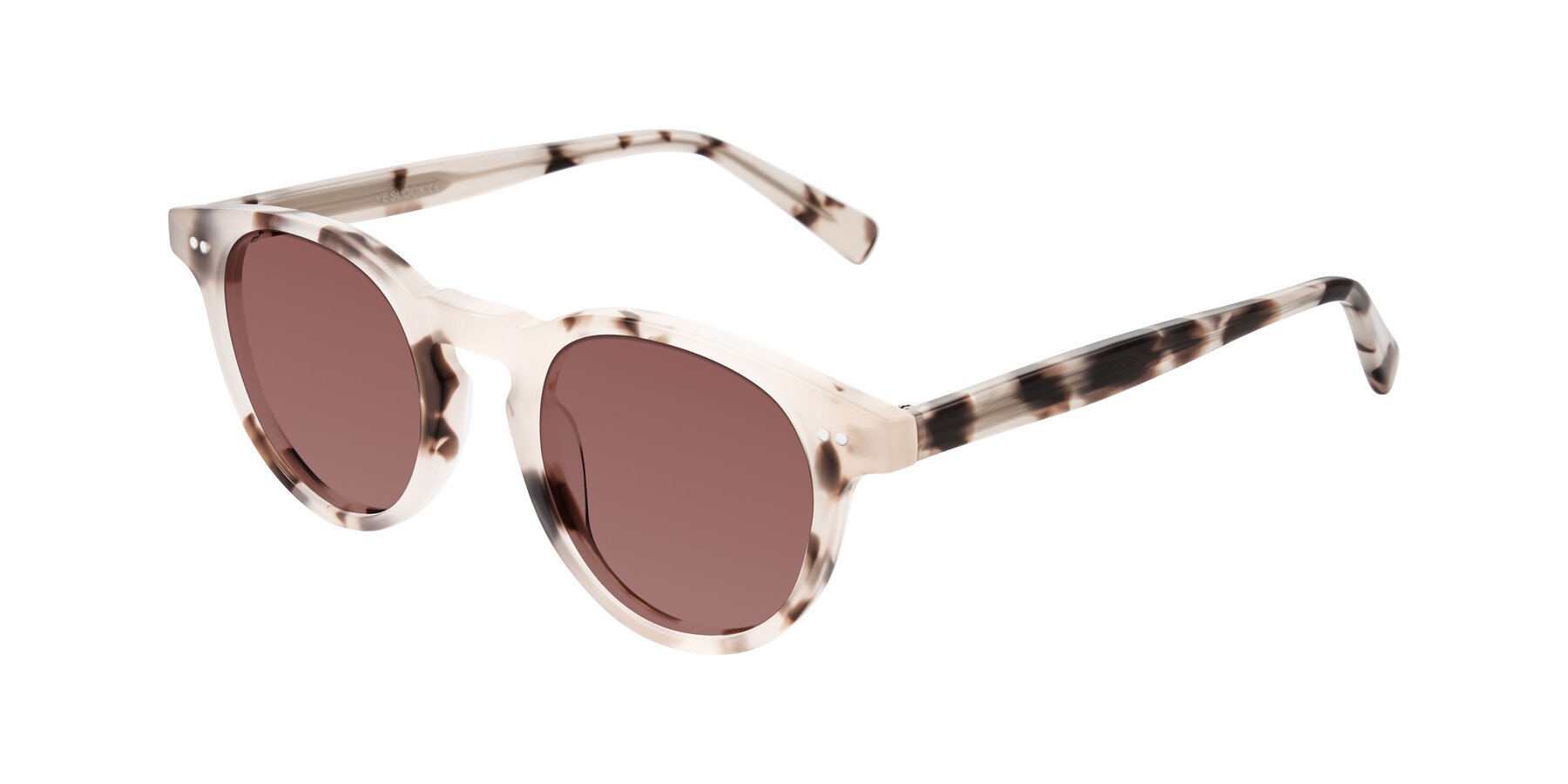 Angle of Ovaldo in Ivory Tortoise with Garnet Tinted Lenses
