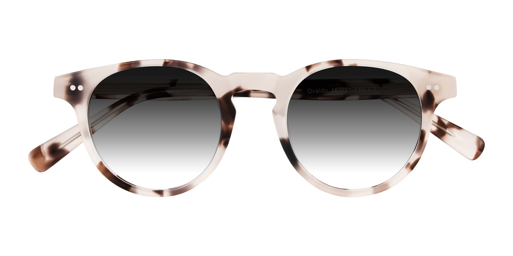Folded Front of Ovaldo in Ivory Tortoise with Gray Gradient Lenses