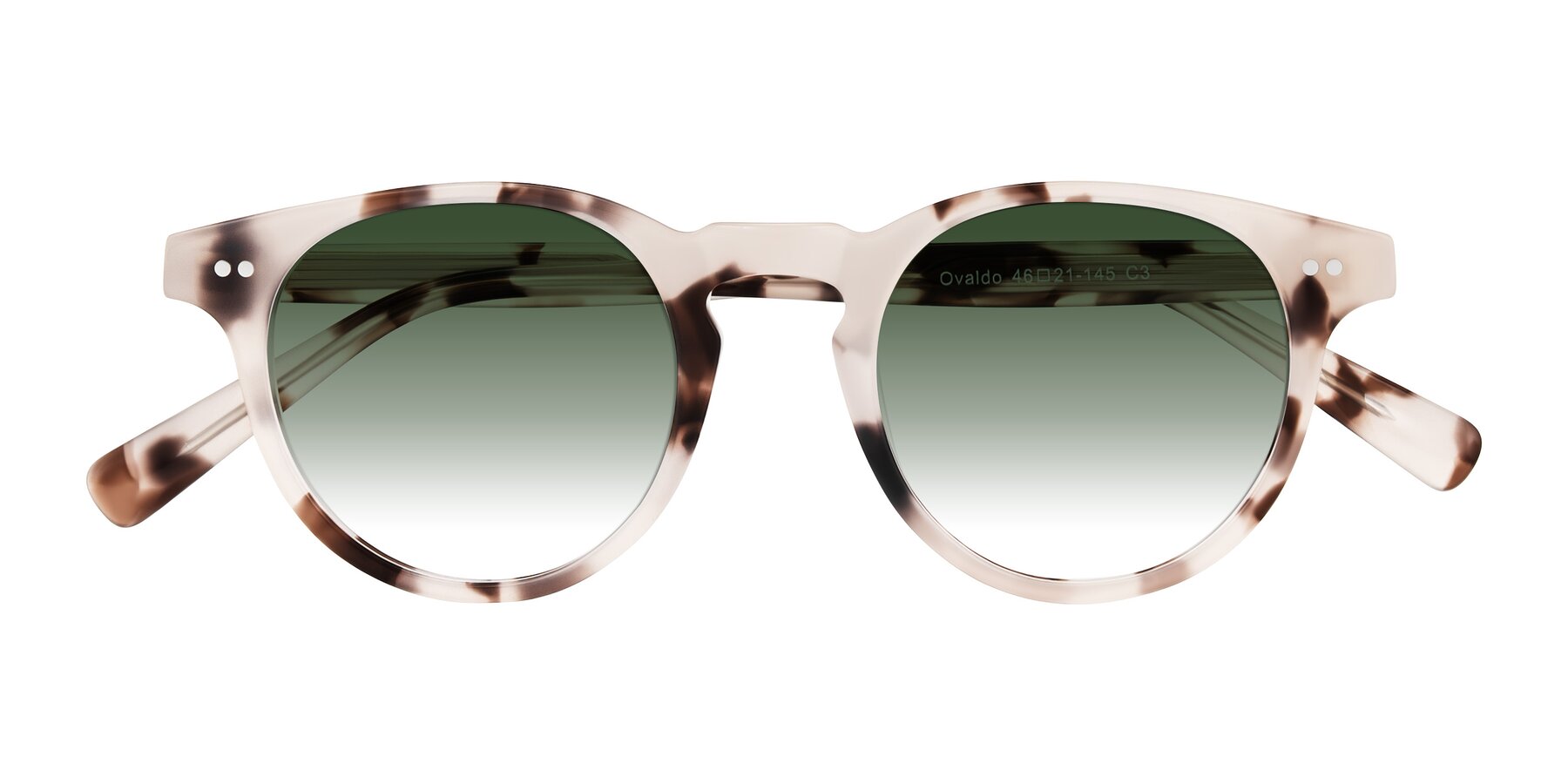 Folded Front of Ovaldo in Ivory Tortoise with Green Gradient Lenses
