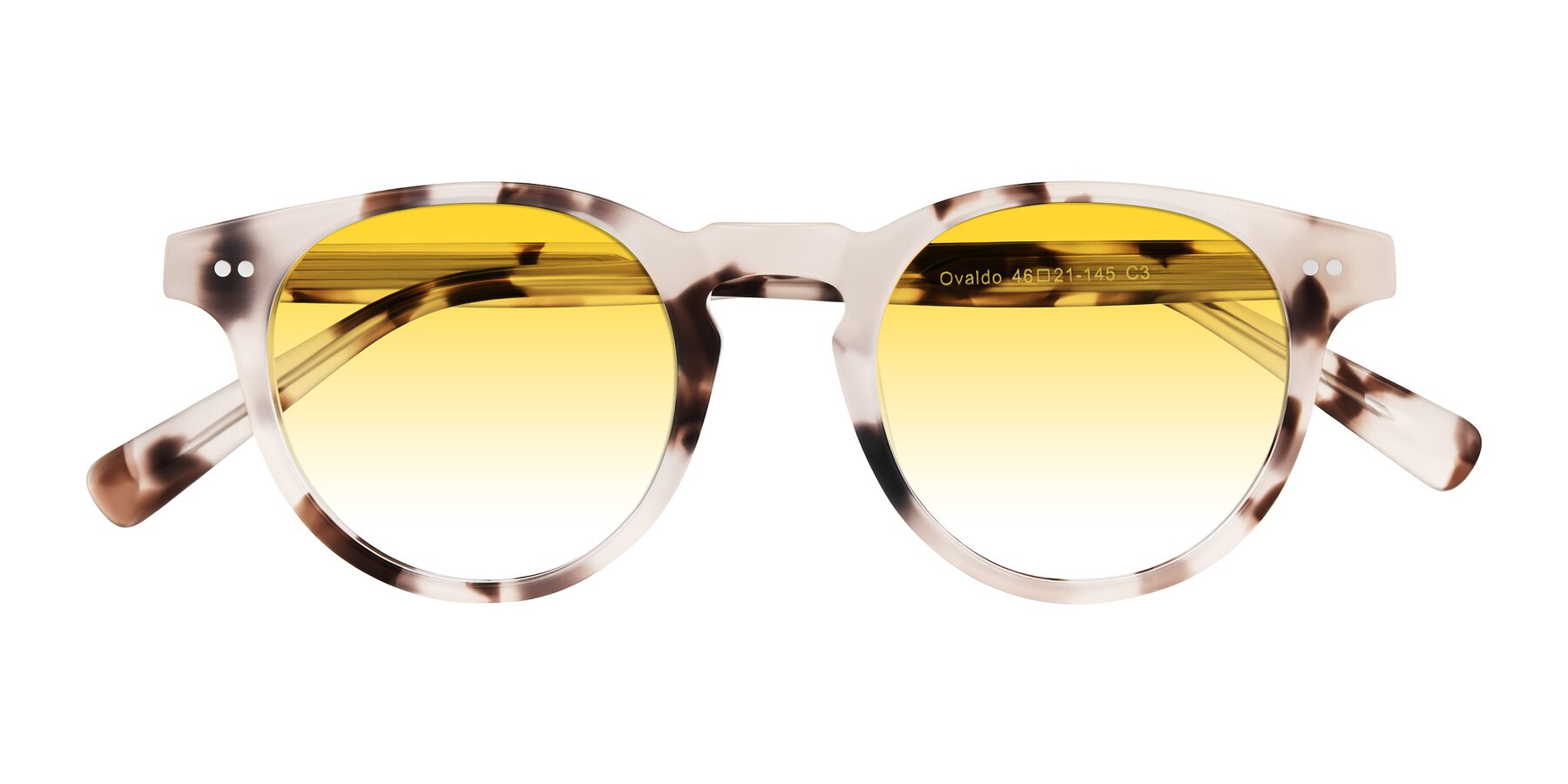 Folded Front of Ovaldo in Ivory Tortoise with Yellow Gradient Lenses