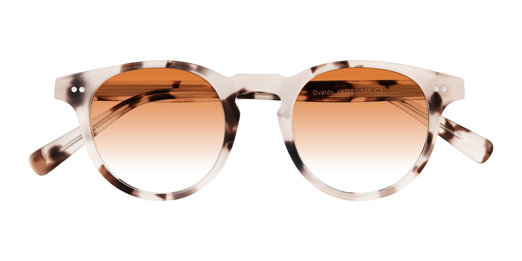 Folded Front of Ovaldo in Ivory Tortoise with Orange Gradient Lenses