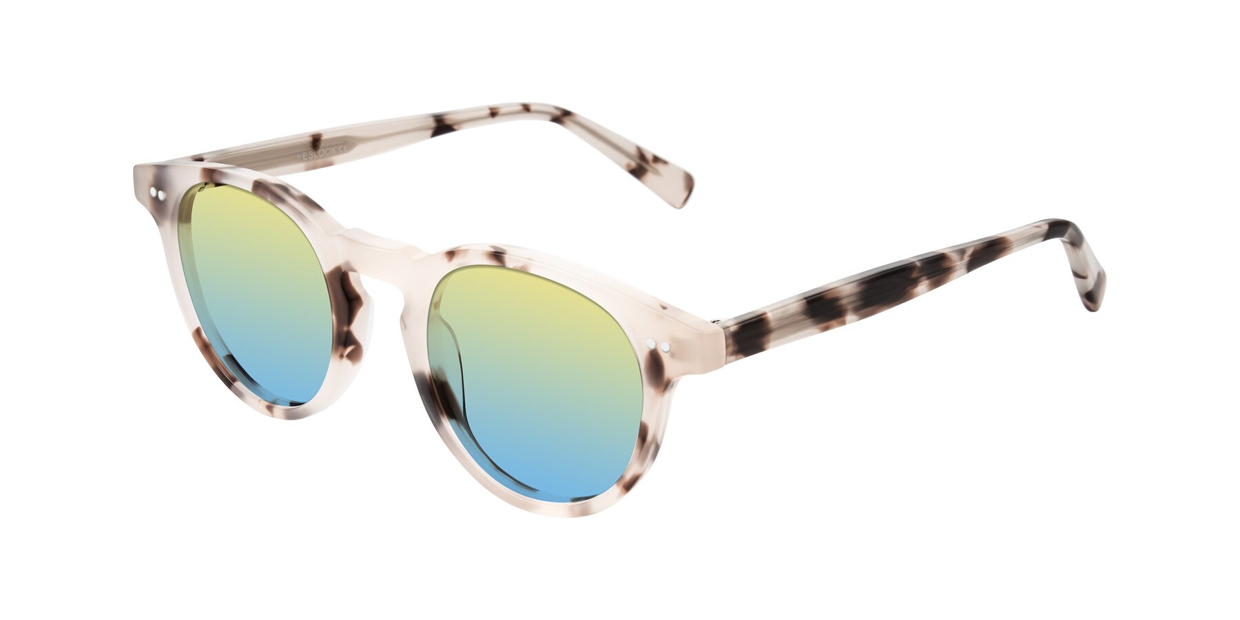Angle of Ovaldo in Ivory Tortoise with Yellow / Blue Gradient Lenses