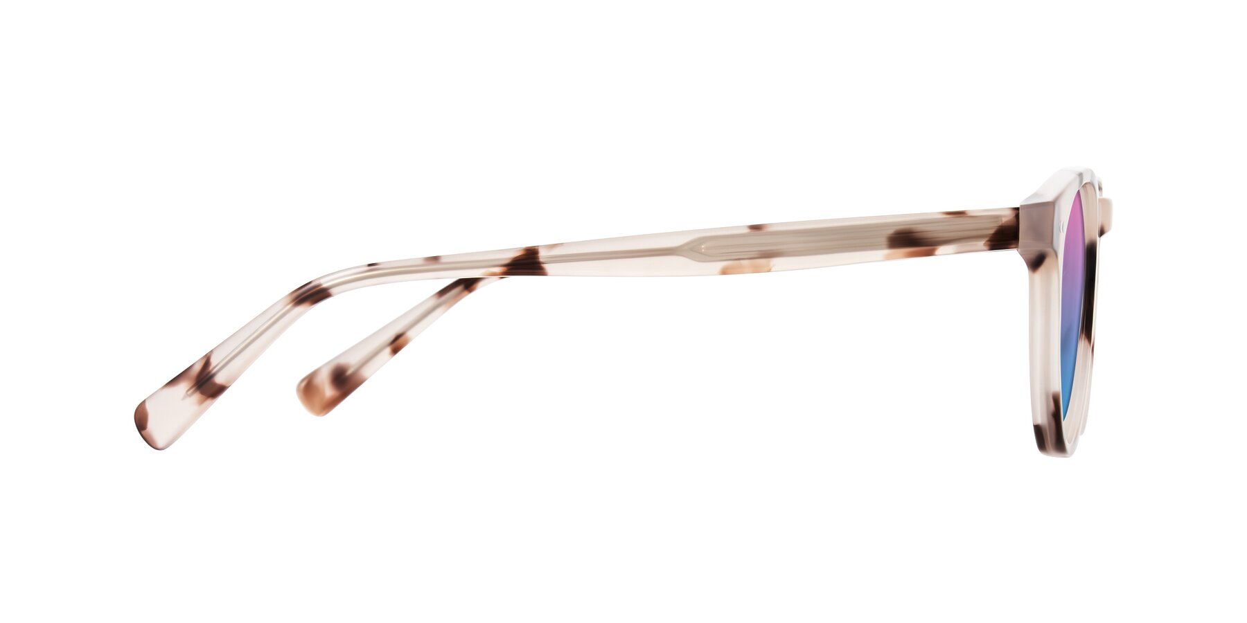 Side of Ovaldo in Ivory Tortoise with Pink / Blue Gradient Lenses