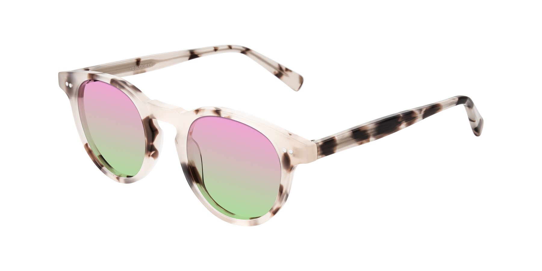 Angle of Ovaldo in Ivory Tortoise with Pink / Green Gradient Lenses