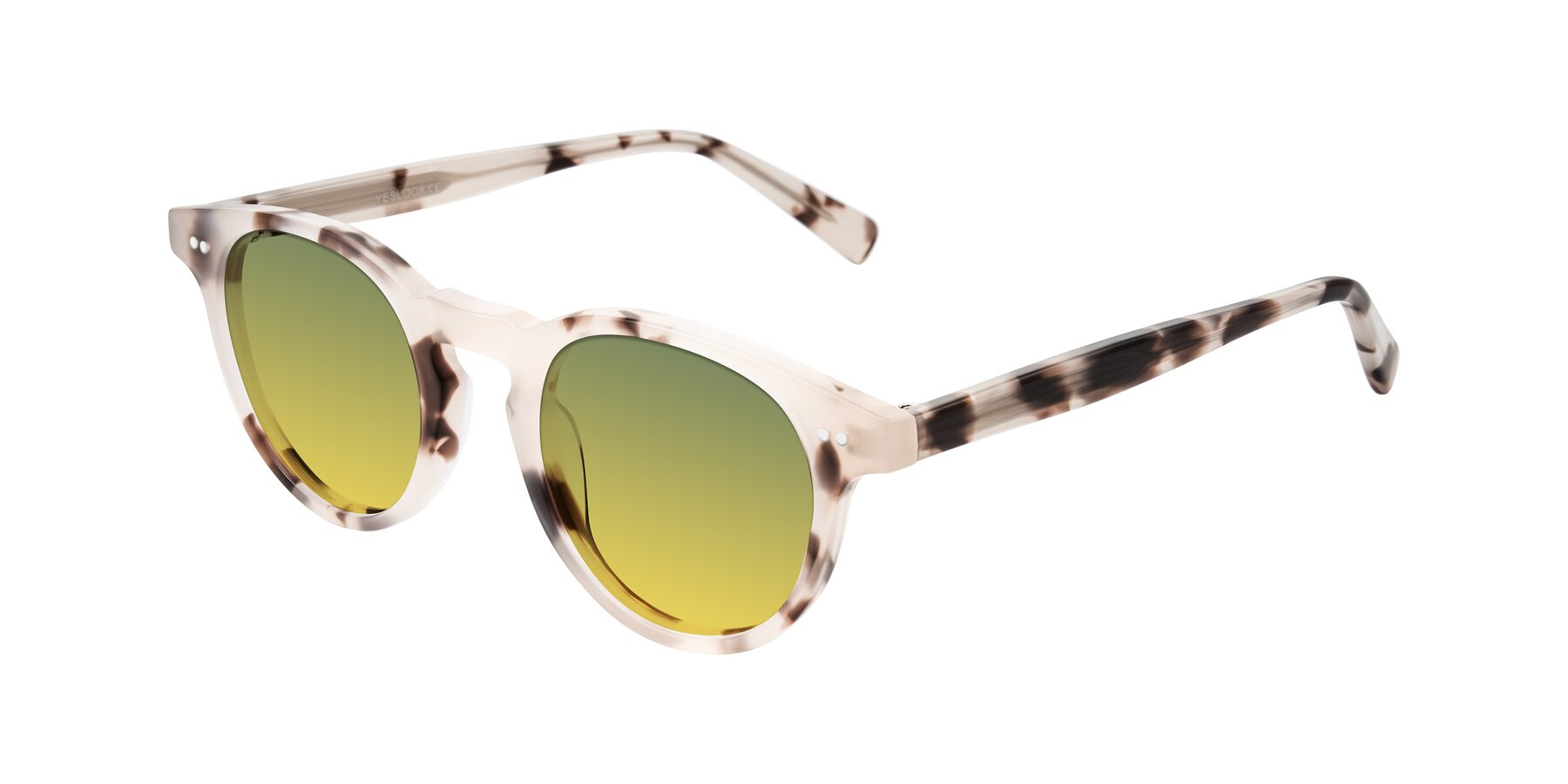 Angle of Ovaldo in Ivory Tortoise with Green / Yellow Gradient Lenses