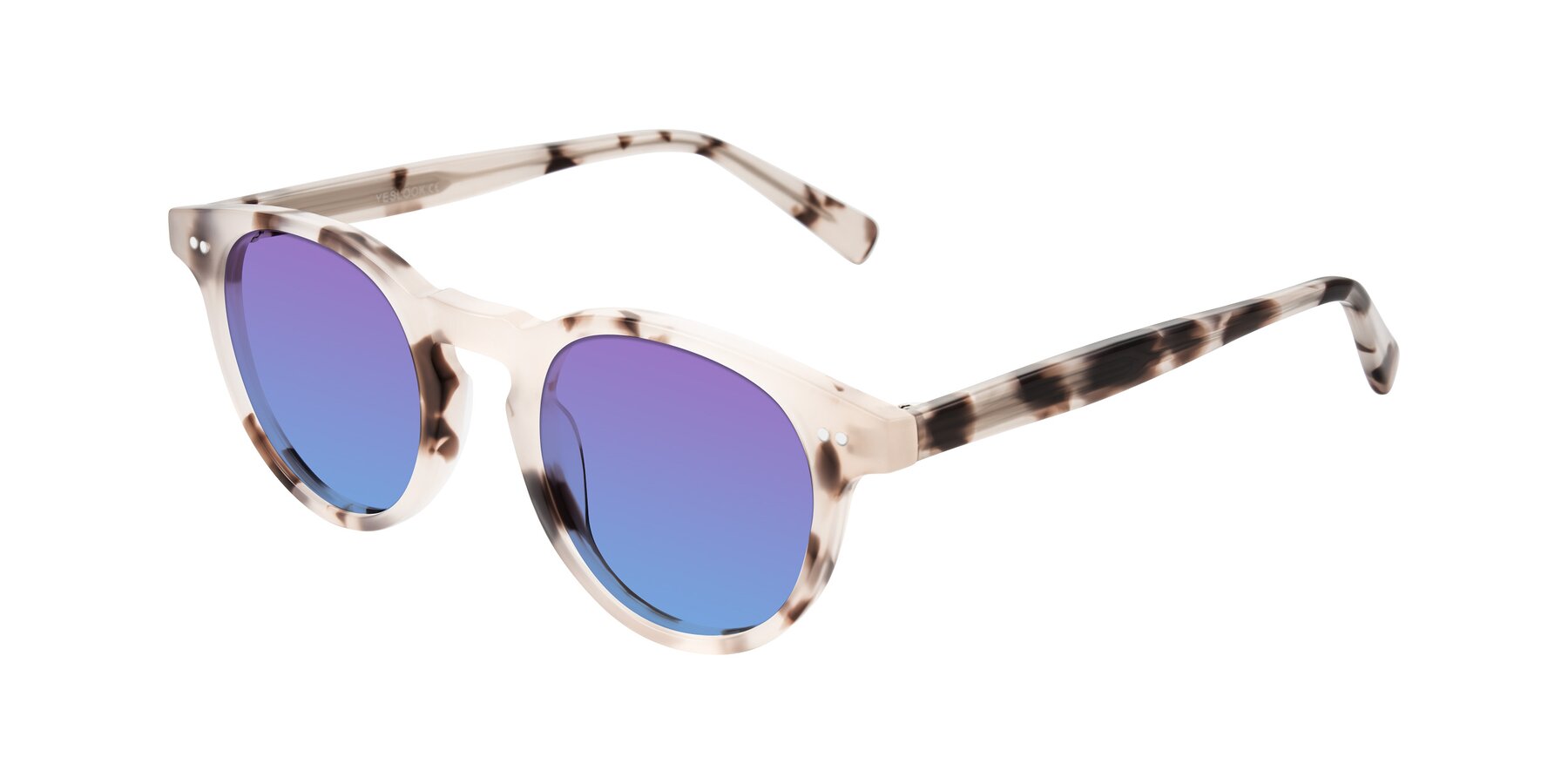 Angle of Ovaldo in Ivory Tortoise with Purple / Blue Gradient Lenses