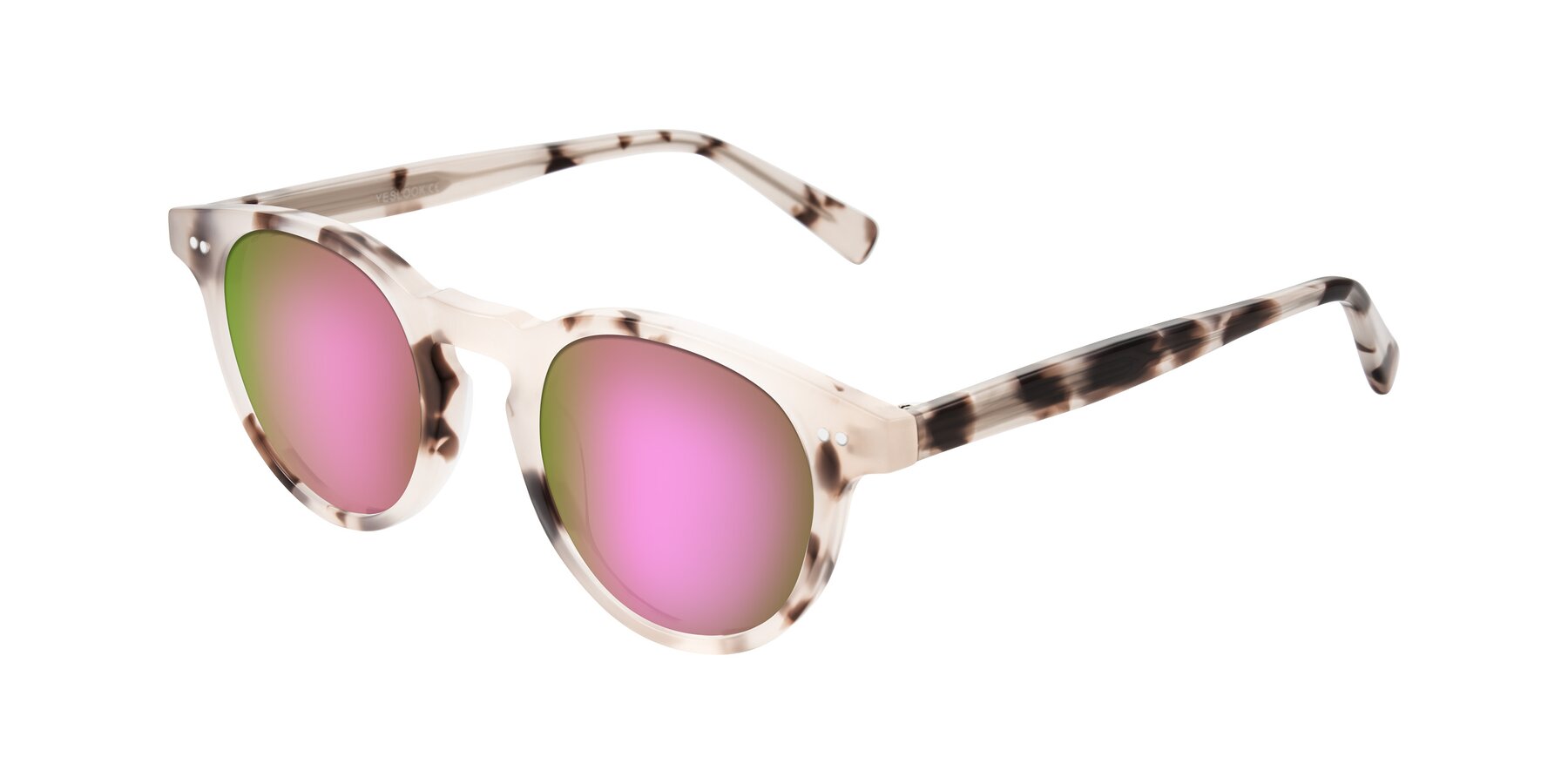 Angle of Ovaldo in Ivory Tortoise with Pink Mirrored Lenses