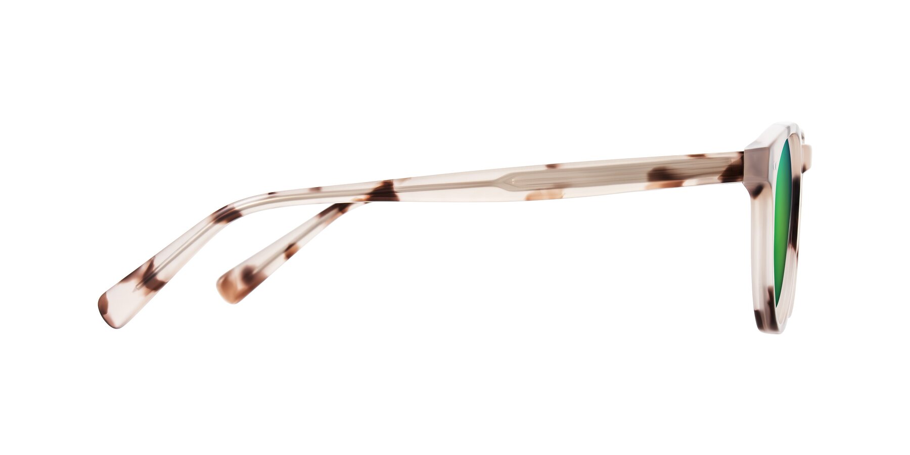 Side of Ovaldo in Ivory Tortoise with Green Mirrored Lenses