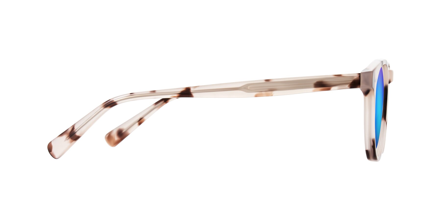 Side of Ovaldo in Ivory Tortoise with Blue Mirrored Lenses