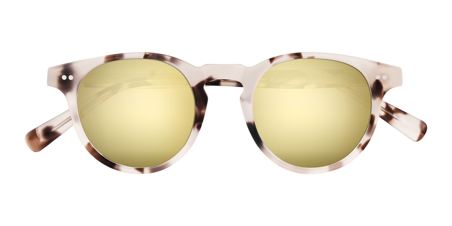 Folded Front of Ovaldo in Ivory Tortoise with Gold Mirrored Lenses