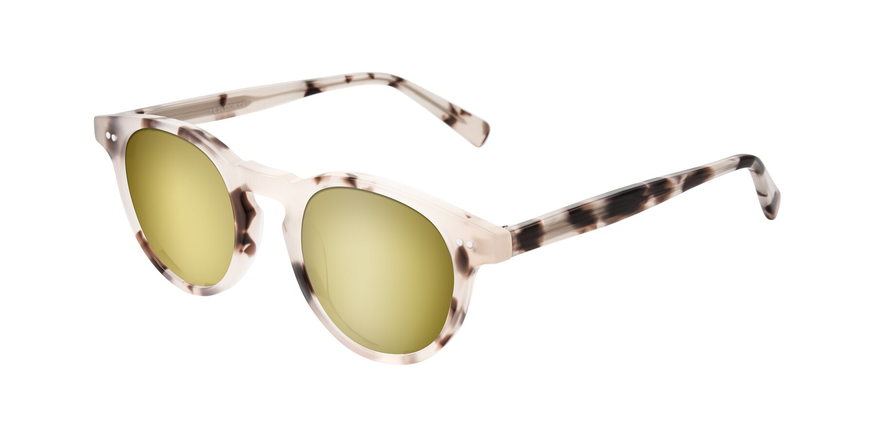 Angle of Ovaldo in Ivory Tortoise with Gold Mirrored Lenses