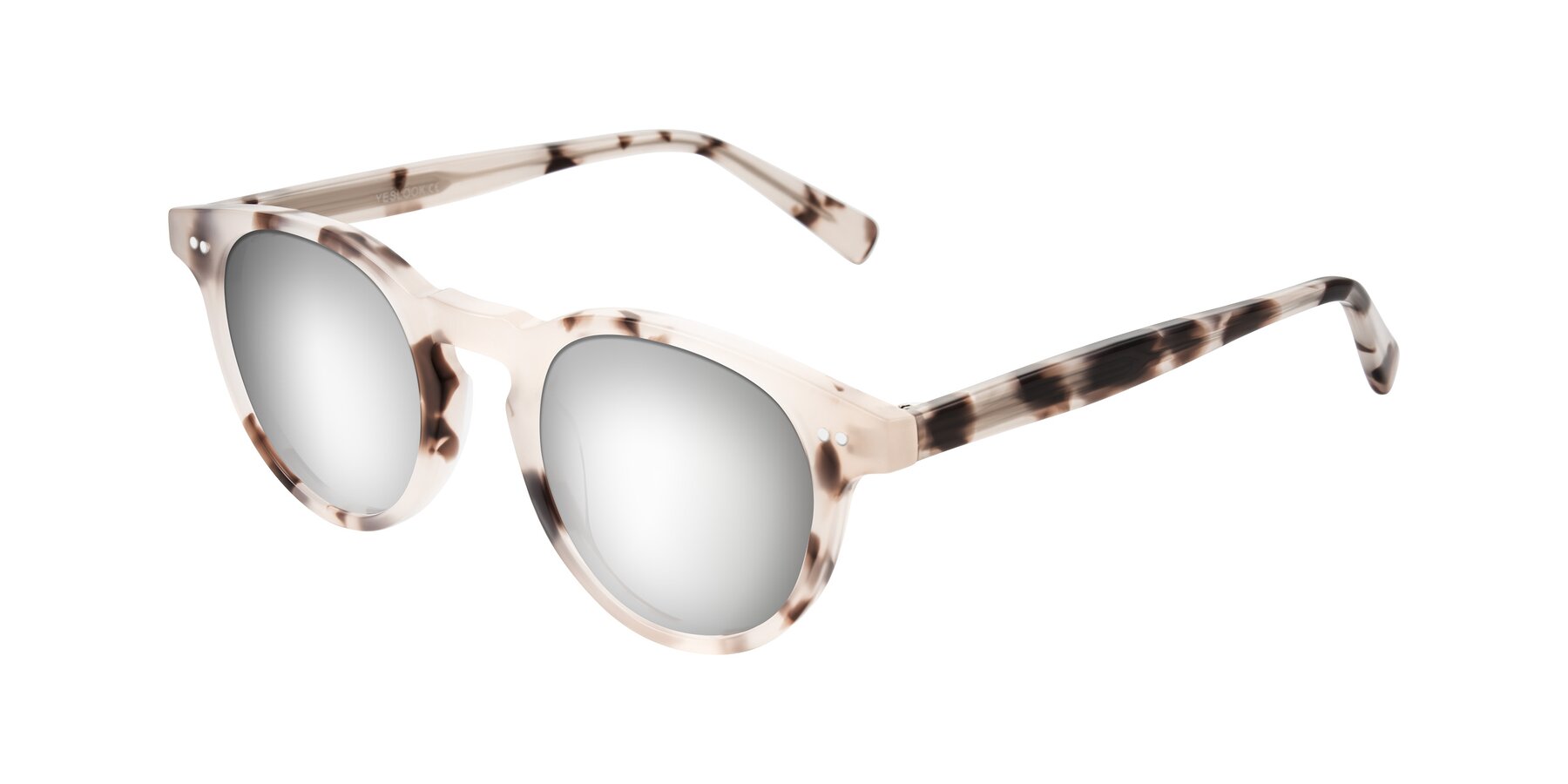 Angle of Ovaldo in Ivory Tortoise with Silver Mirrored Lenses