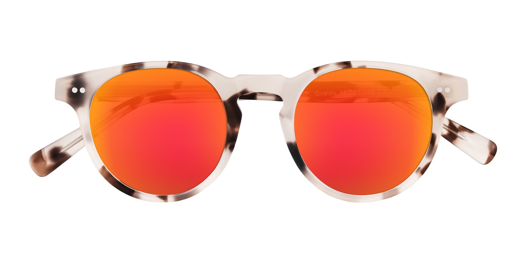 Folded Front of Ovaldo in Ivory Tortoise with Red Gold Mirrored Lenses