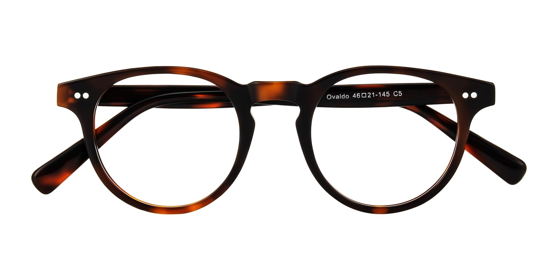 Folded Front of Ovaldo in Tortoise with Clear Reading Eyeglass Lenses