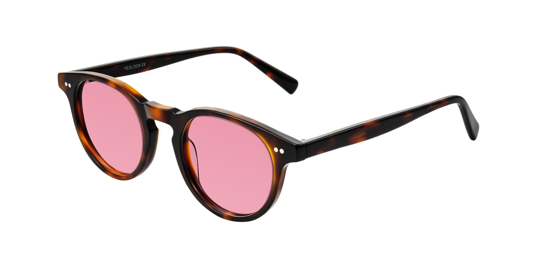 Angle of Ovaldo in Tortoise with Pink Tinted Lenses