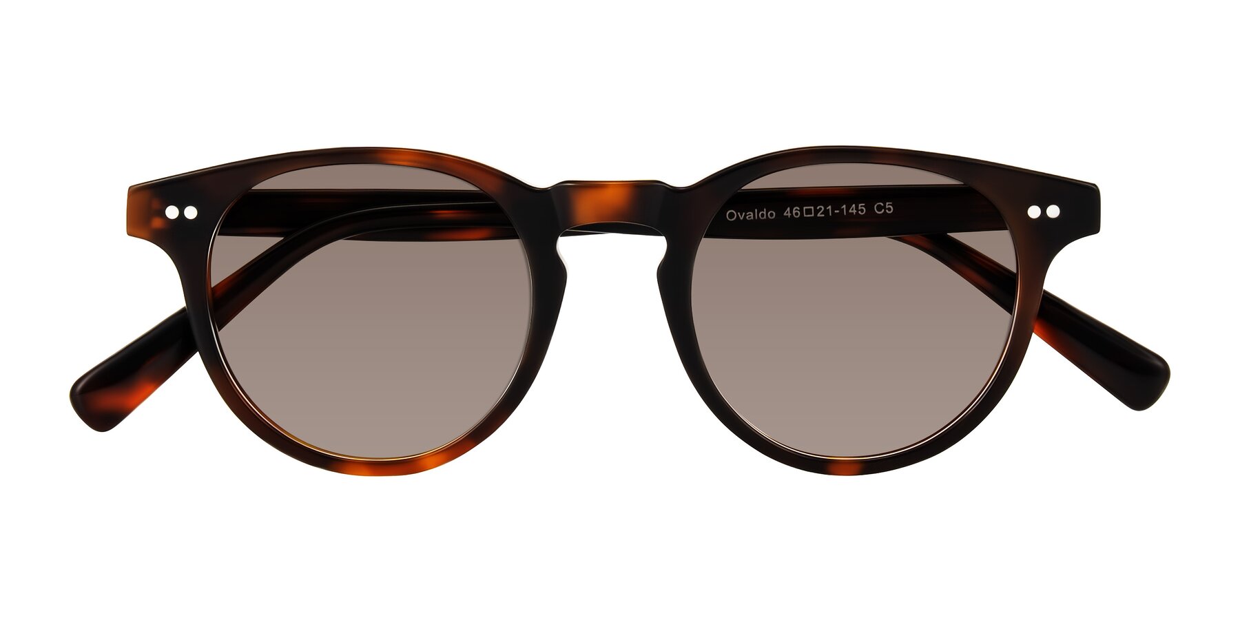 Folded Front of Ovaldo in Tortoise with Medium Brown Tinted Lenses