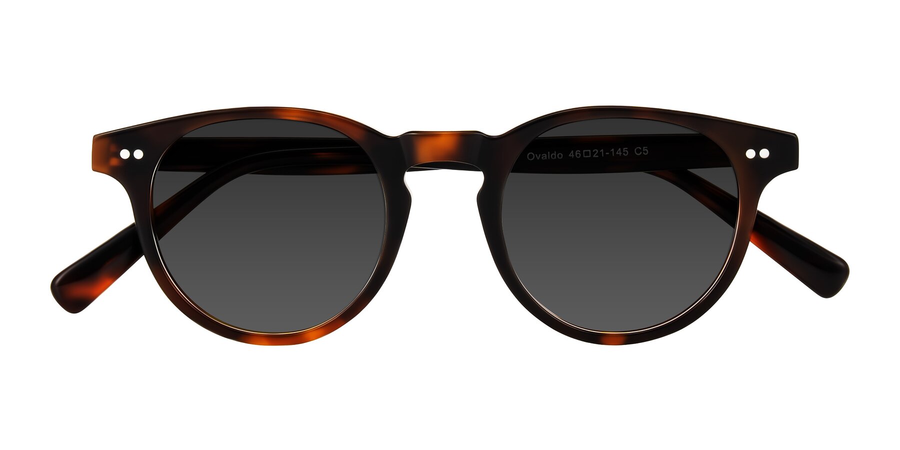 Folded Front of Ovaldo in Tortoise with Gray Tinted Lenses