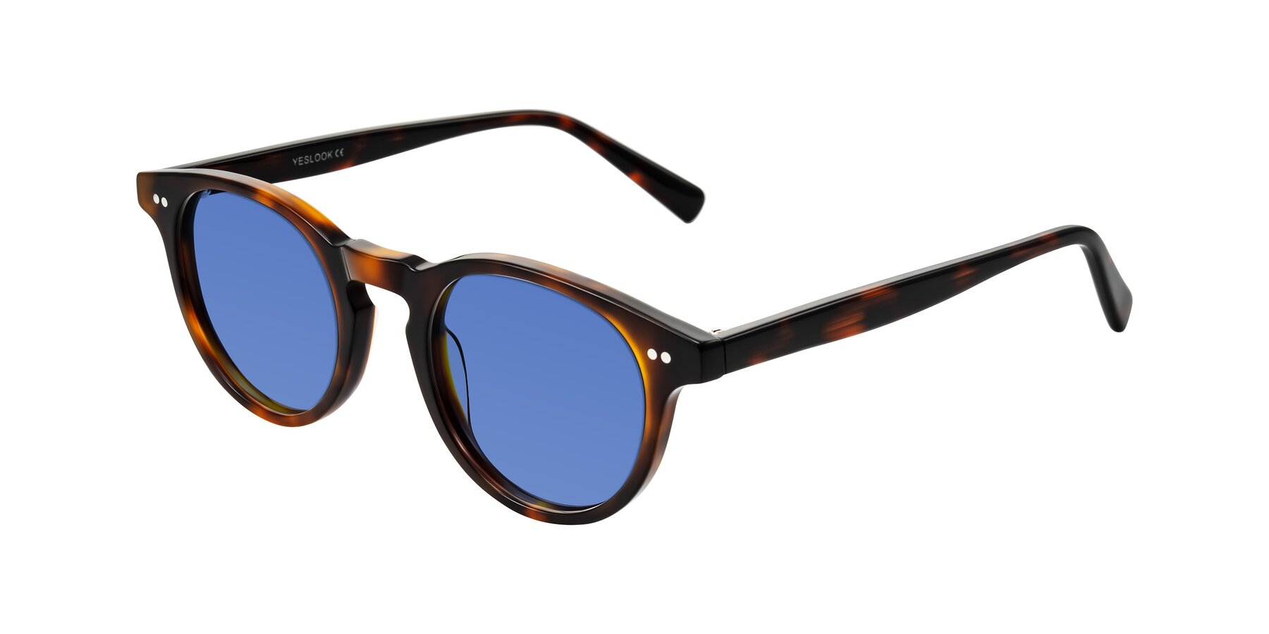 Angle of Ovaldo in Tortoise with Blue Tinted Lenses