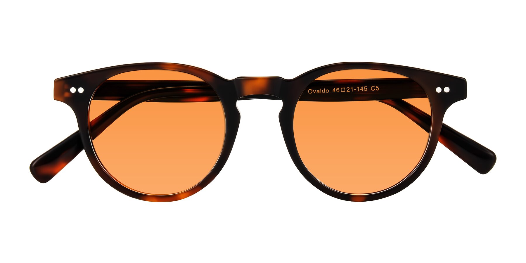 Folded Front of Ovaldo in Tortoise with Orange Tinted Lenses