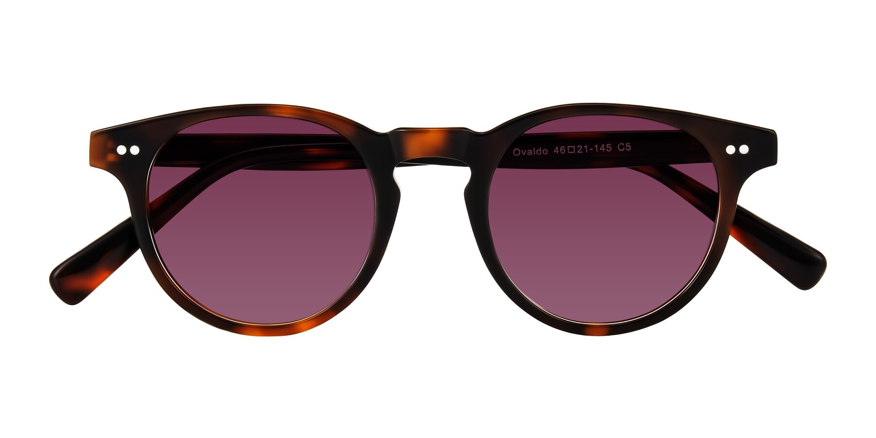 Folded Front of Ovaldo in Tortoise with Wine Tinted Lenses