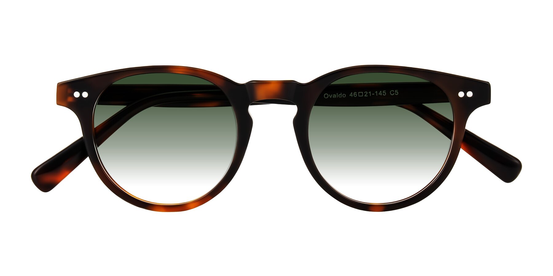 Folded Front of Ovaldo in Tortoise with Green Gradient Lenses