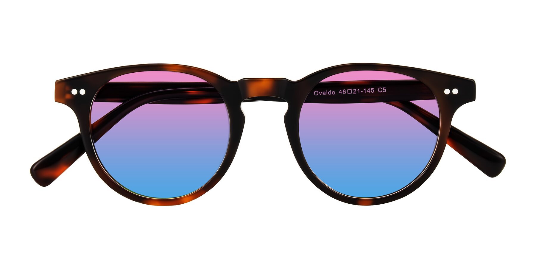 Folded Front of Ovaldo in Tortoise with Pink / Blue Gradient Lenses